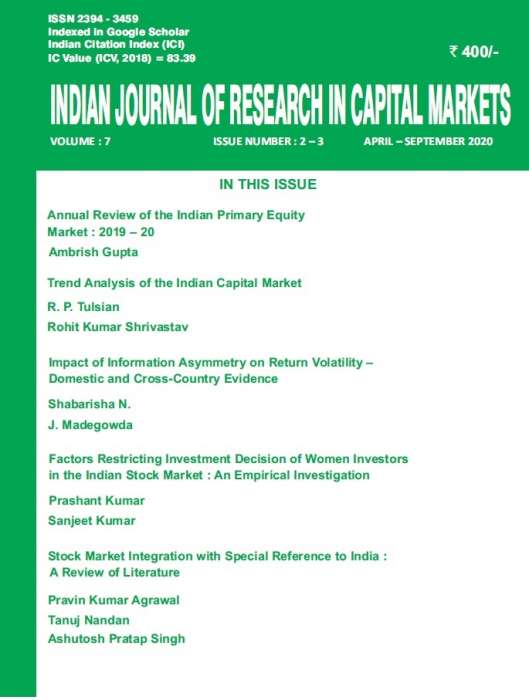 INDIAN JOURNAL OF RESEARCH IN CAPITAL MARKETS Journal Subscription INDIAN JOURNAL OF RESEARCH IN CAPITAL MARKETS Journal Subscription