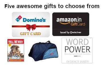 Rs.500/- Amazon.in Email Gift card or Travel Bag or Word Power book or Tell Me Why magazine subscription or Manorama English Yearbook 2025 - Free gift with The Week 1 Year Subscription